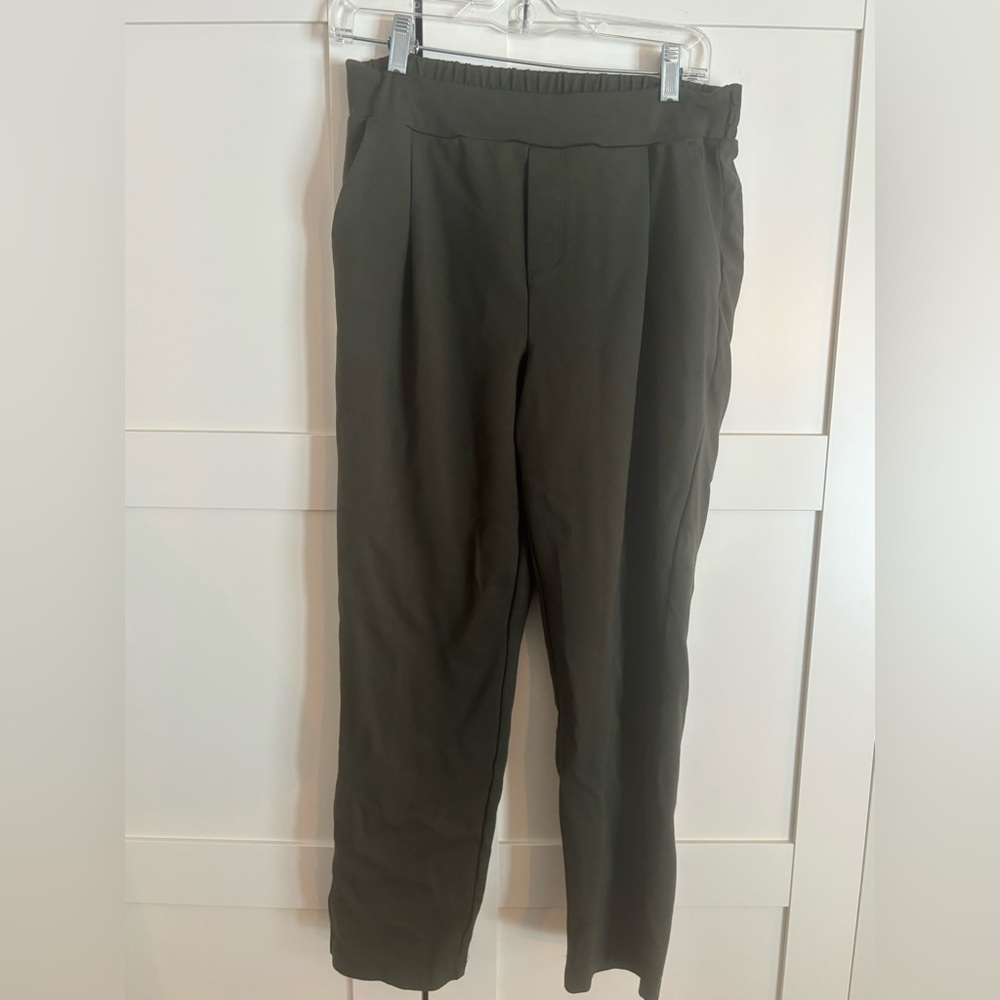 MNG olive green high rise cropped trousers pants elastic waist size large